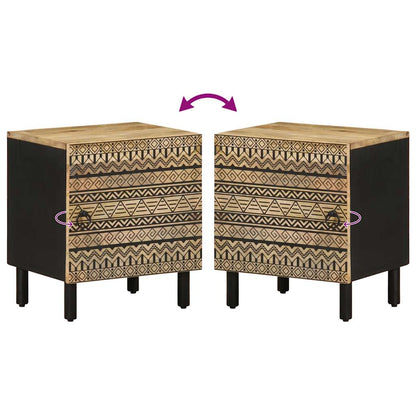 vidaXL Nachttisch Schwarz 40x33,5x46 cm Raues Mangoholz
