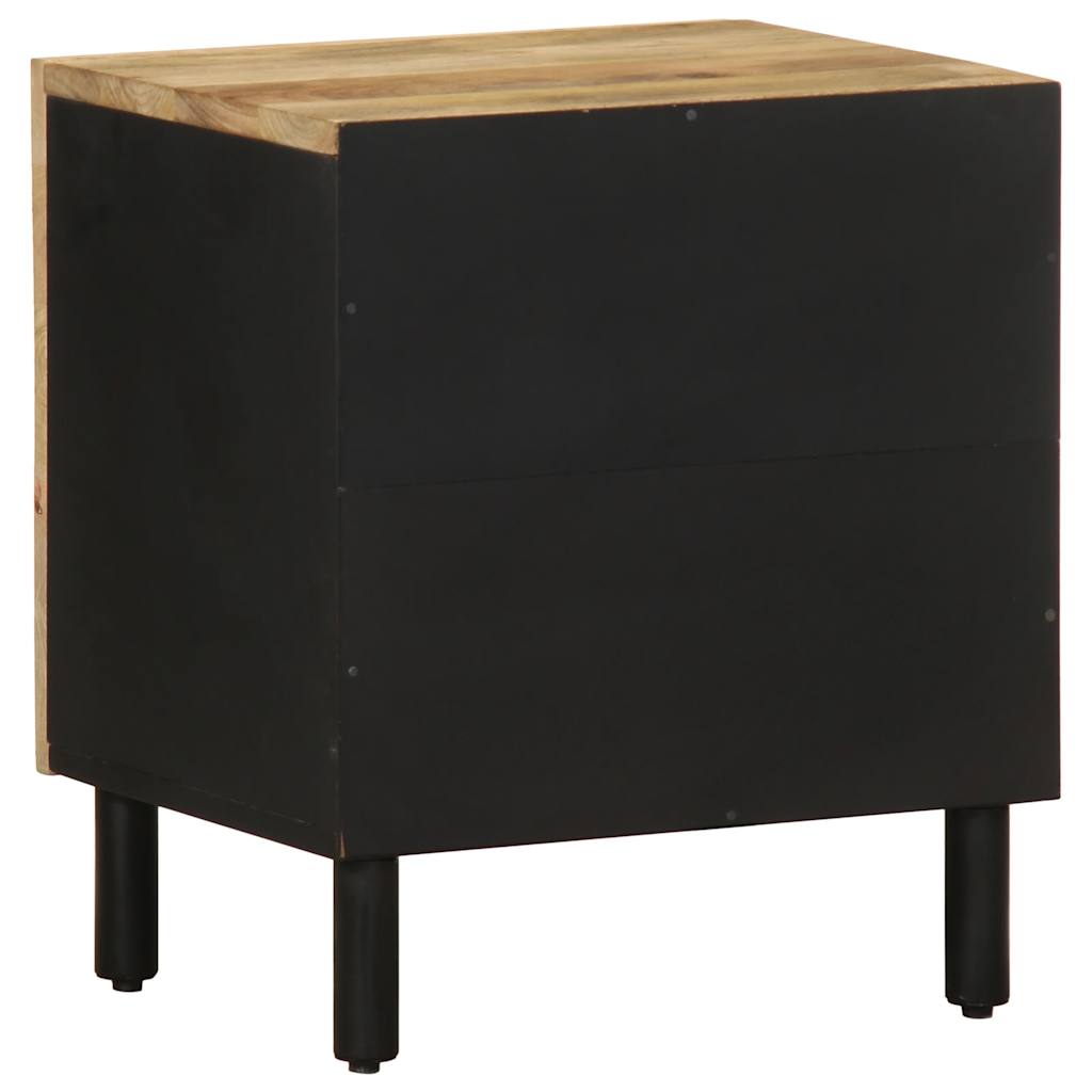 vidaXL Nachttische 2 Stk. Schwarz 40x33,5x46 cm Raues Mangoholz