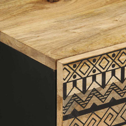 vidaXL Nachttische 2 Stk. Schwarz 40x33,5x46 cm Raues Mangoholz