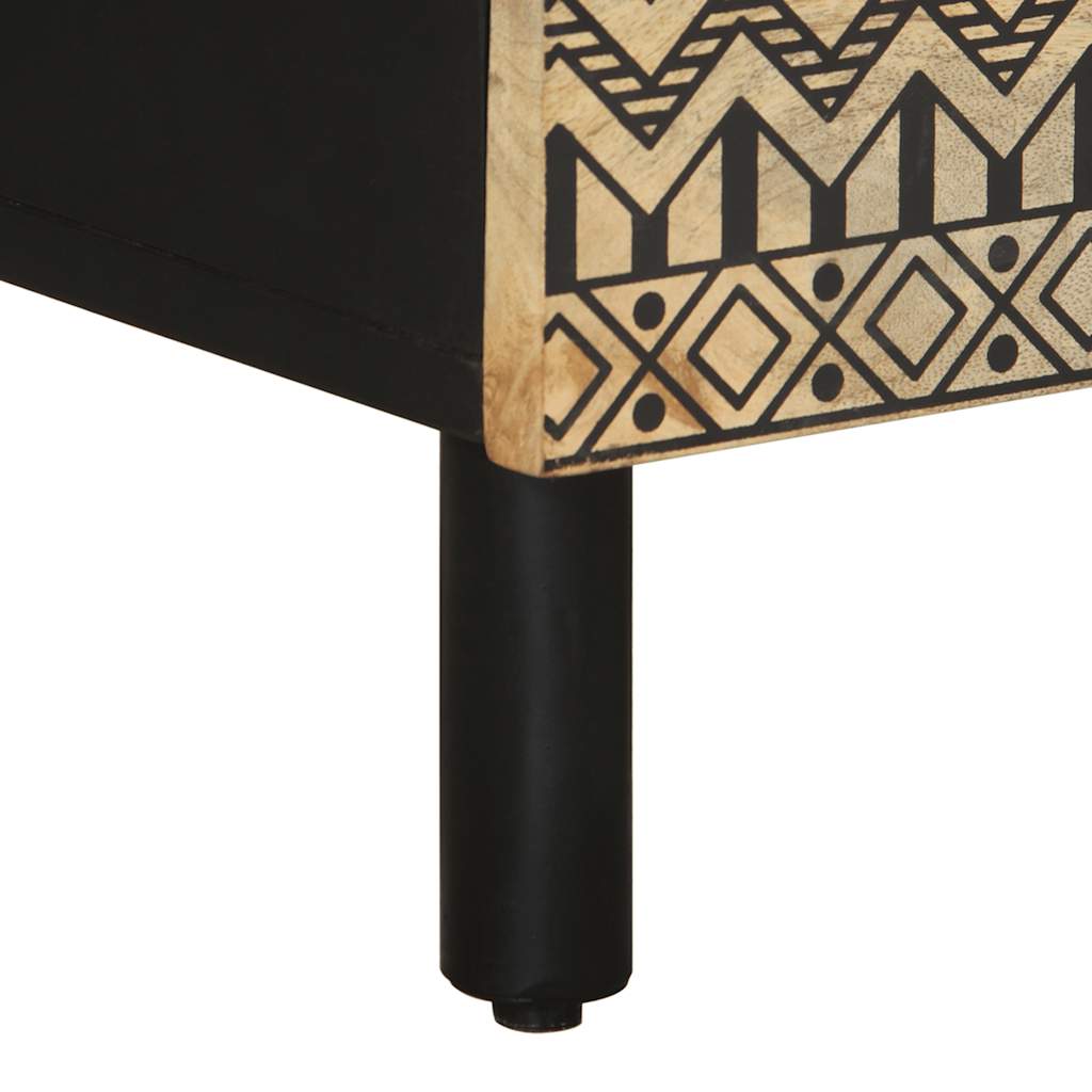 vidaXL Nachttische 2 Stk. Schwarz 40x33,5x46 cm Raues Mangoholz