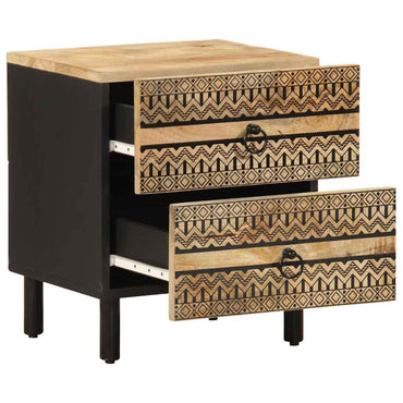 vidaXL Nachttisch Schwarz 40x33,5x46 cm Raues Mangoholz