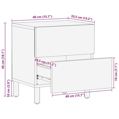 vidaXL Nachttisch Schwarz 40x33,5x46 cm Raues Mangoholz