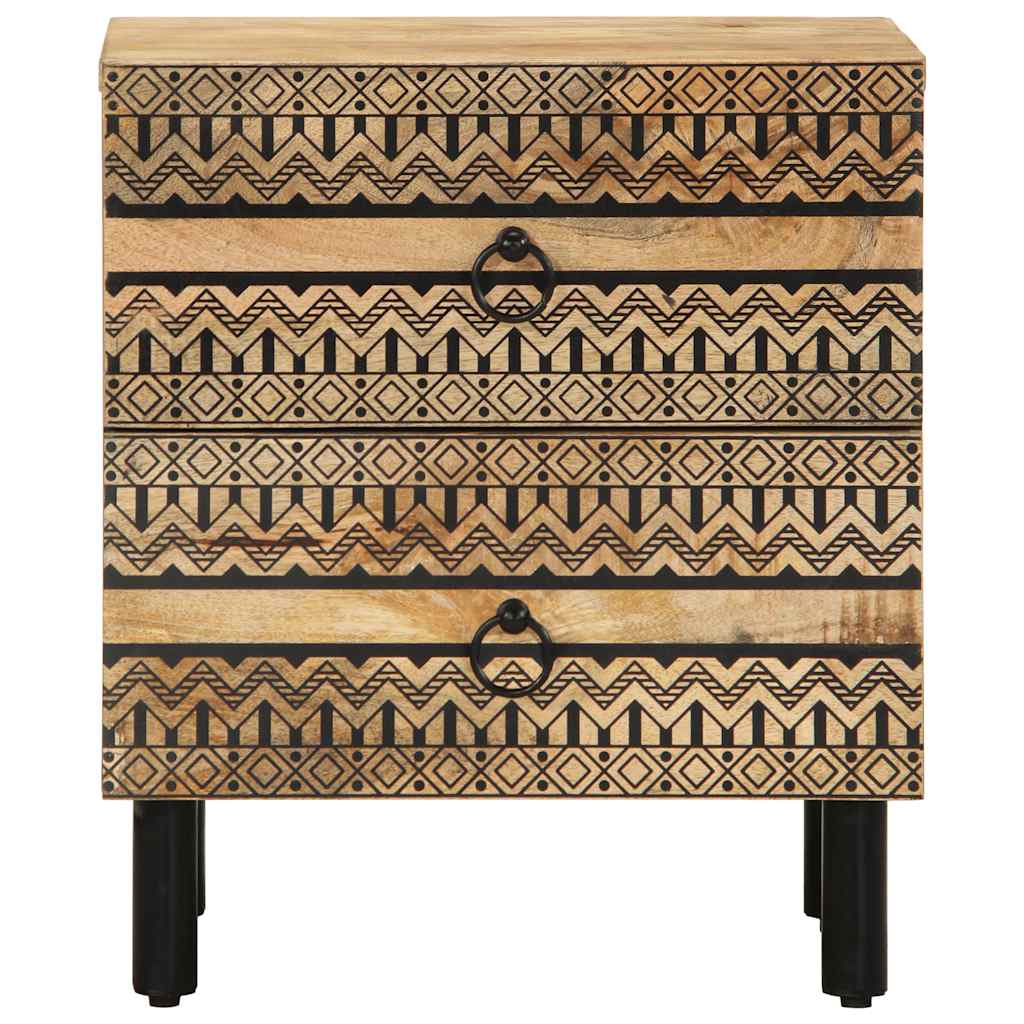 vidaXL Nachttisch Schwarz 40x33,5x46 cm Raues Mangoholz