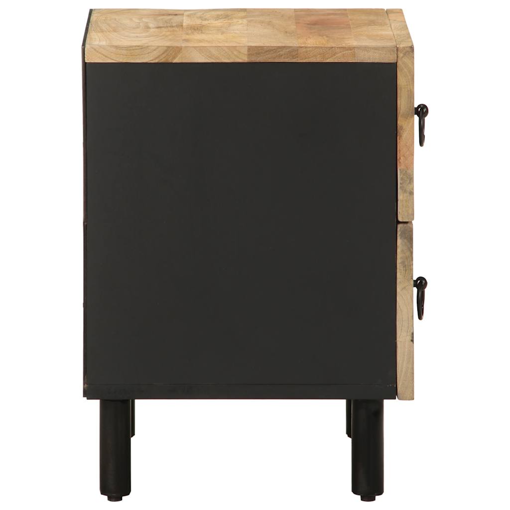 vidaXL Nachttisch Schwarz 40x33,5x46 cm Raues Mangoholz