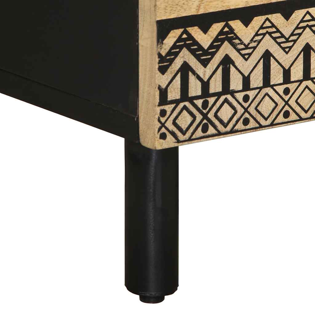 vidaXL Nachttisch Schwarz 40x33,5x46 cm Raues Mangoholz