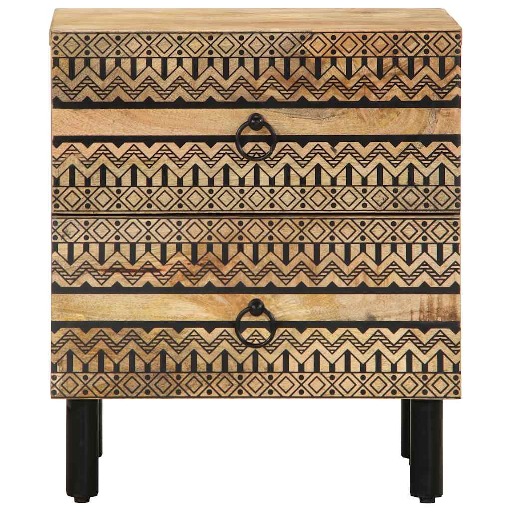 vidaXL Nachttische 2 Stk. Schwarz 40x33,5x46 cm Raues Mangoholz