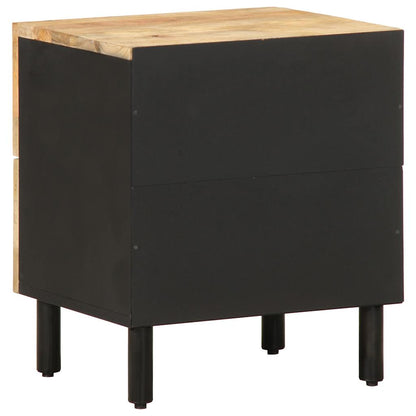 vidaXL Nachttische 2 Stk. Schwarz 40x33,5x46 cm Raues Mangoholz