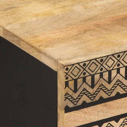 vidaXL Nachttische 2 Stk. Schwarz 40x33,5x46 cm Raues Mangoholz