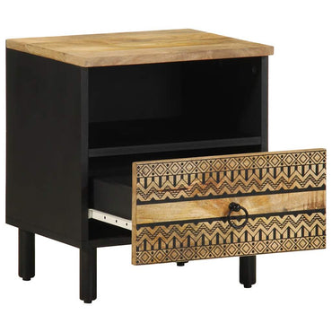 vidaXL Nachttisch Schwarz 40x33x46 cm Raues Mangoholz