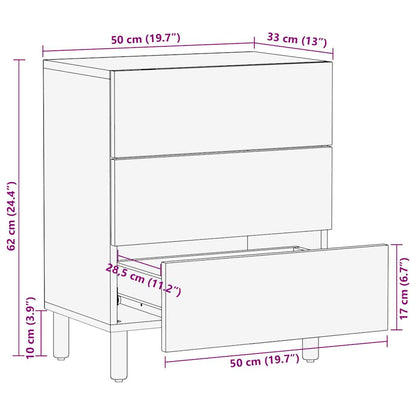 vidaXL Nachttisch Schwarz 50x33x62 cm Raues Mangoholz