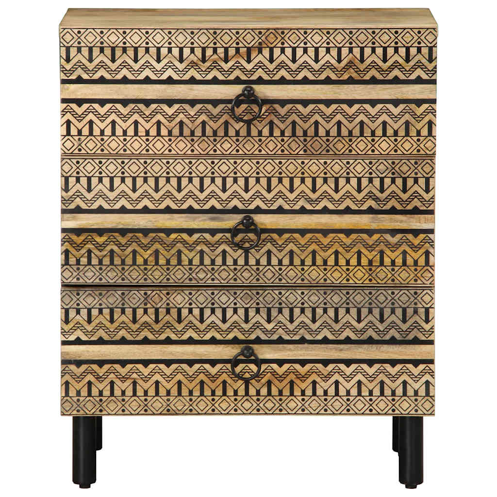 vidaXL Nachttisch Schwarz 50x33x62 cm Raues Mangoholz