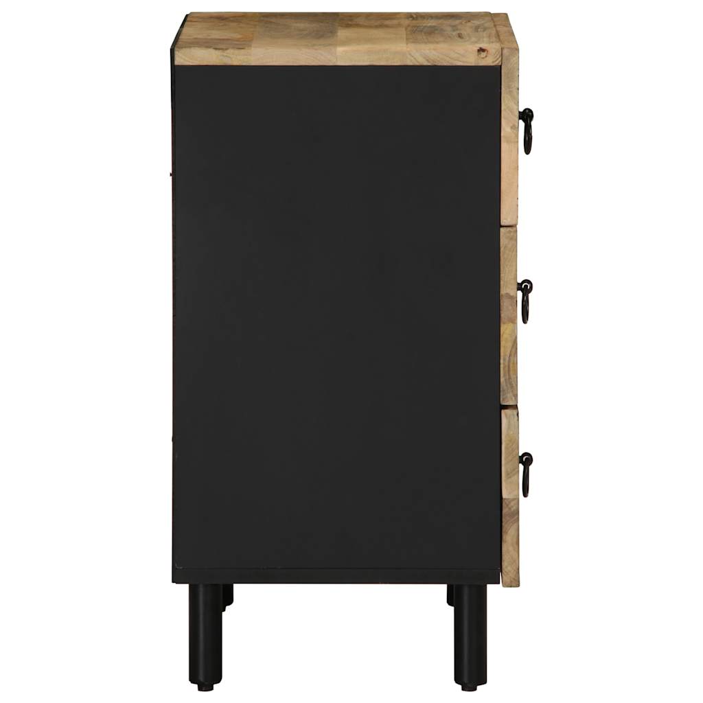 vidaXL Nachttisch Schwarz 50x33x62 cm Raues Mangoholz