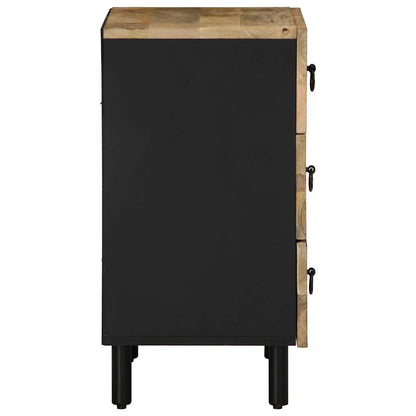 vidaXL Nachttisch Schwarz 50x33x62 cm Raues Mangoholz