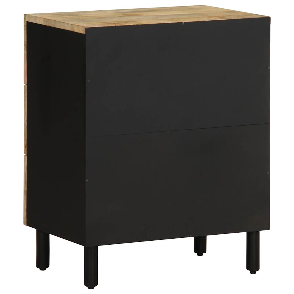vidaXL Nachttisch Schwarz 50x33x62 cm Raues Mangoholz