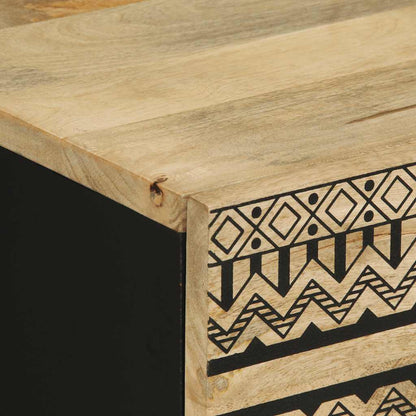 vidaXL Nachttisch Schwarz 50x33x62 cm Raues Mangoholz
