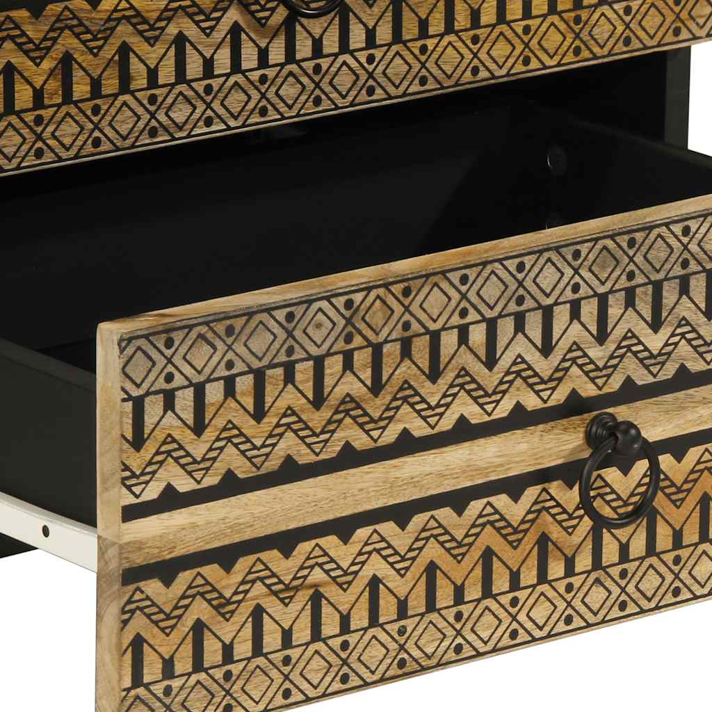 vidaXL Nachttisch Schwarz 50x33x62 cm Raues Mangoholz