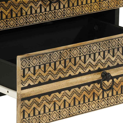 vidaXL Nachttisch Schwarz 50x33x62 cm Raues Mangoholz