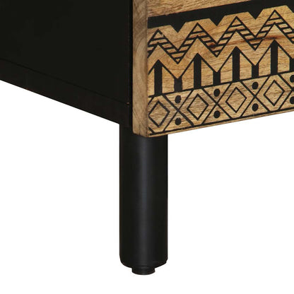 vidaXL Nachttisch Schwarz 50x33x62 cm Raues Mangoholz