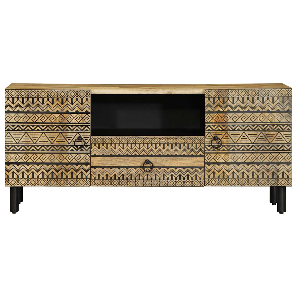 vidaXL TV-Schrank Schwarz 105x33,5x46 cm Raues Mangoholz