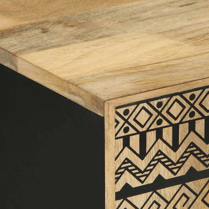 vidaXL TV-Schrank Schwarz 105x33,5x46 cm Raues Mangoholz