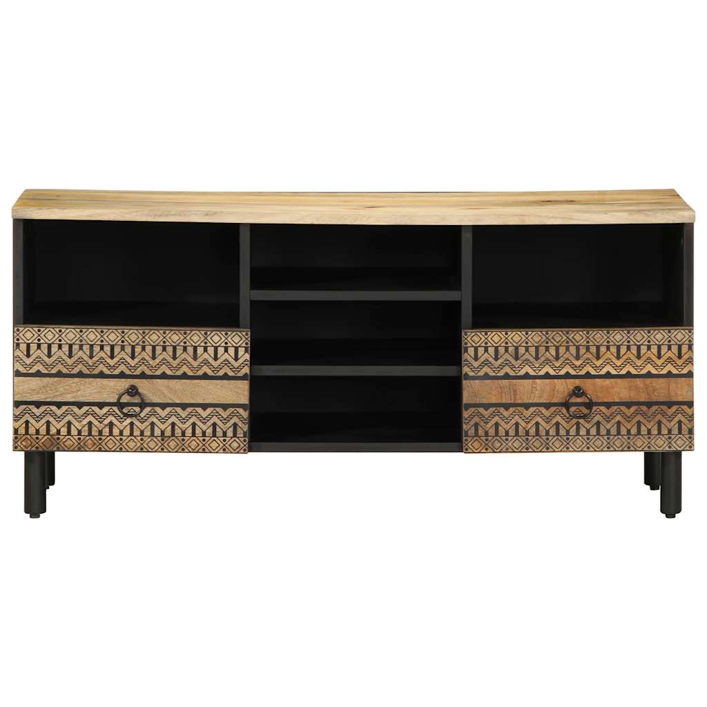 vidaXL TV-Schrank Schwarz 100x33,5x46 cm Raues Mangoholz