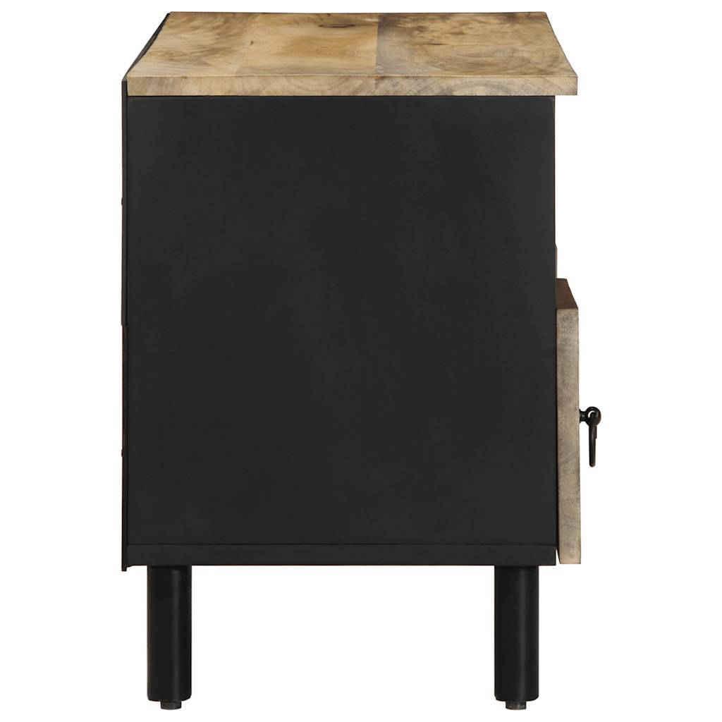 vidaXL TV-Schrank Schwarz 100x33,5x46 cm Raues Mangoholz