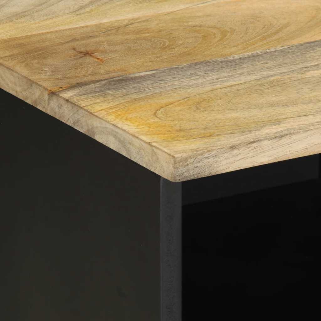 vidaXL TV-Schrank Schwarz 100x33,5x46 cm Raues Mangoholz