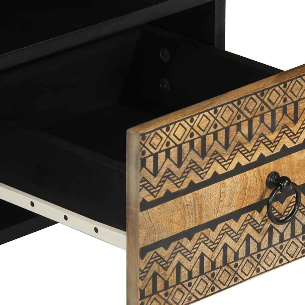 vidaXL TV-Schrank Schwarz 100x33,5x46 cm Raues Mangoholz