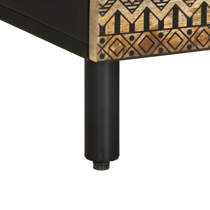 vidaXL TV-Schrank Schwarz 100x33,5x46 cm Raues Mangoholz