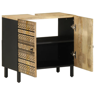 vidaXL Meuble sous-vasque noir 62x33x58 cm bois de manguier massif
