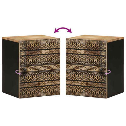 Bad-Hängeschrank Schwarz 38x33,5x48 cm Massivholz Mango