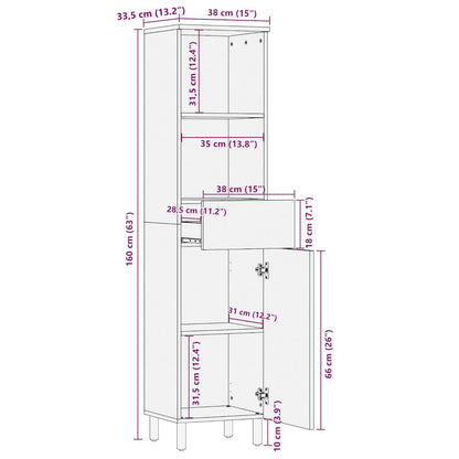 vidaXL Meuble de salle de bain 38x33,5x160 cm Bois de manguier massif