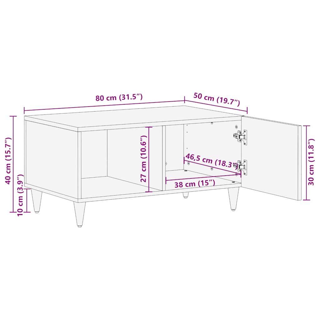 vidaXL Couchtisch 80x50x40 cm Massivholz Mango
