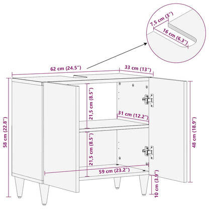 vidaXL Waschbeckenunterschrank 62x33x58 cm Massivholz Mango