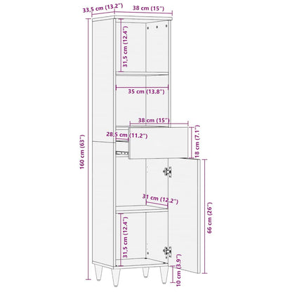vidaXL Badschrank 38x33,5x160 cm Massivholz Mango