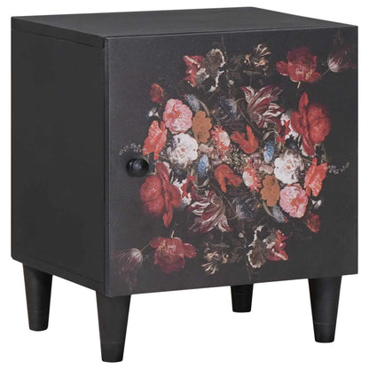 vidaXL Table de chevet avec porte noir 40 x 33 x 46 cm bois de manguier massif