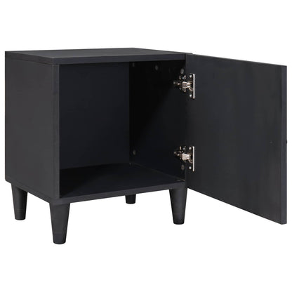 vidaXL Table de chevet avec porte noir 40 x 33 x 46 cm bois de manguier massif