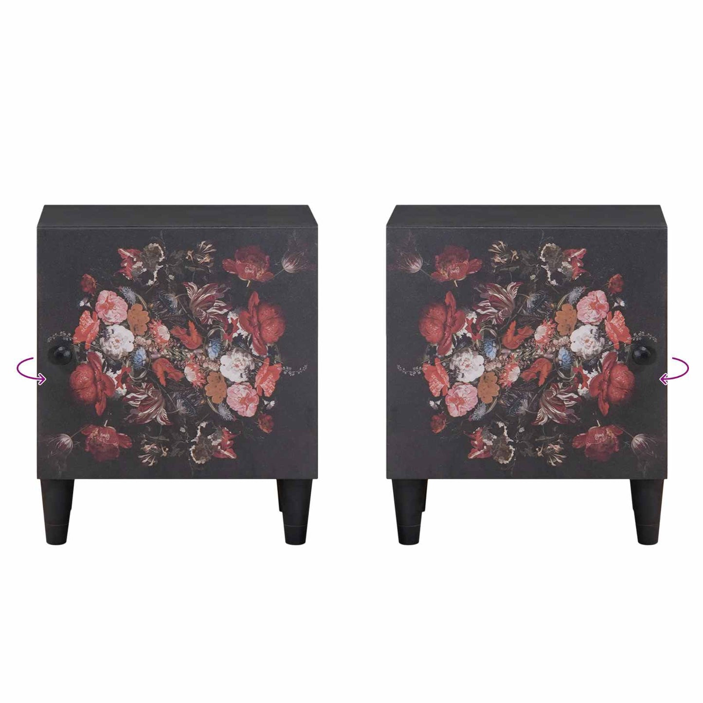 vidaXL Table de chevet avec porte 2 pcs Noir 40 x 33 x 46 cm