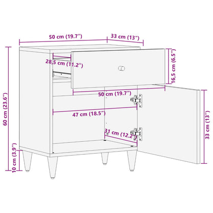 vidaXL Nachttisch Mehrfarbig 50 x 33 x 60 cm Massivholz Mango