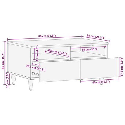 vidaXL Couchtisch Mehrfarbig 80 x 54 x 40 cm Massivholz Mango