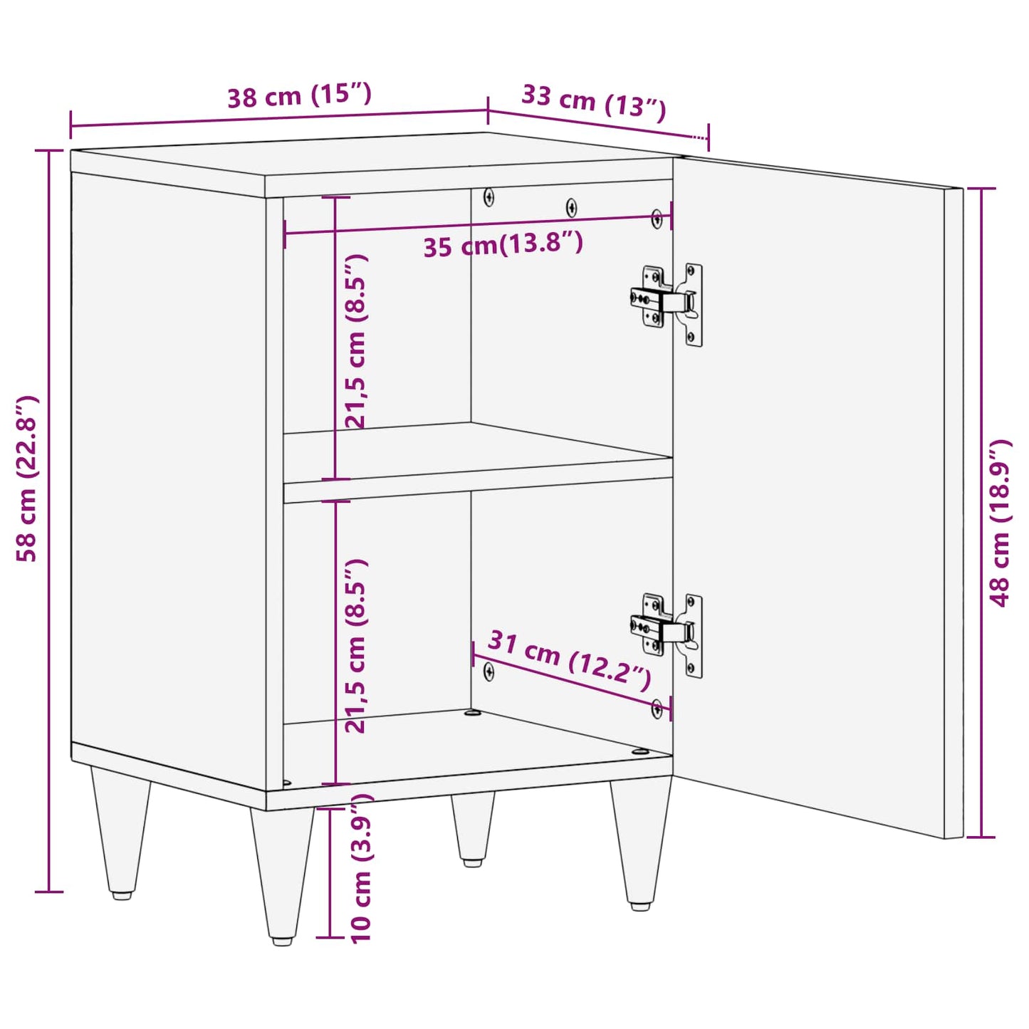 vidaXL Badezimmerschrank Mehrfarbig 38 x 33,5 x 58 cm Massivholz Mango