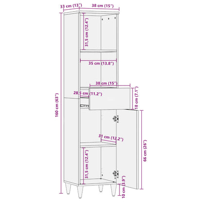 vidaXL Badezimmerschrank mit Schubladen Mehrfarbig 38 x 33,5 x 160 cm