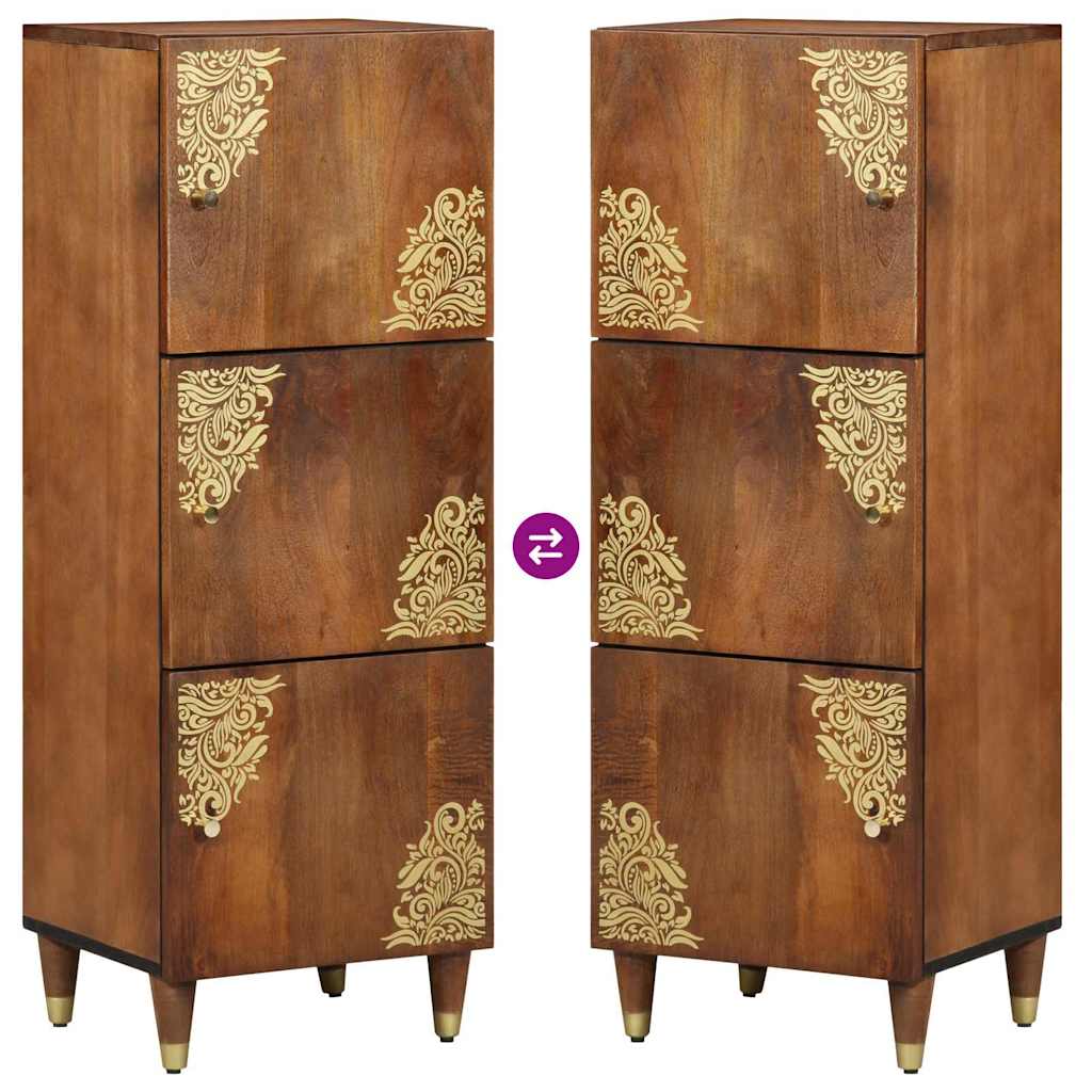 Highboard mit Regal Braun 40 x 33 x 110 cm Massivholz Mango