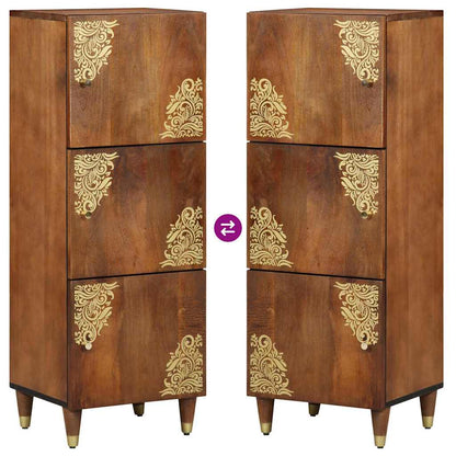 Highboard mit Regal Braun 40 x 33 x 110 cm Massivholz Mango