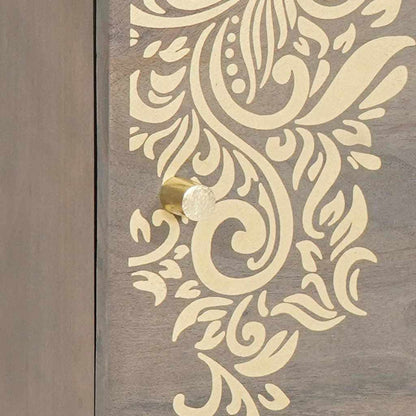 Nachttisch mit Tür Grau 40 x 33 x 46 cm Massivholz Mango