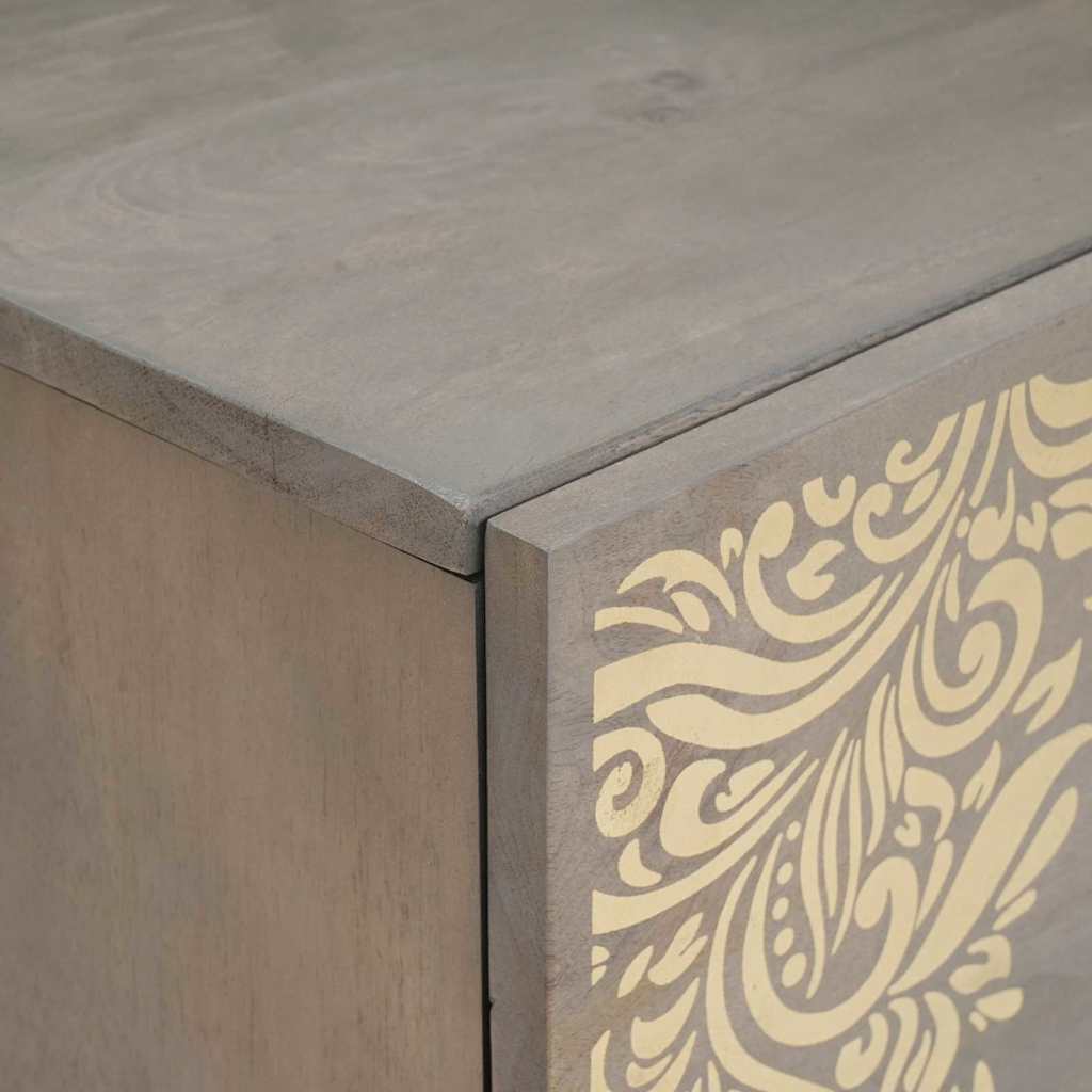 vidaXL Nachttisch mit Tür 2 pcs Grau 40 x 33 x 46 cm Massivholz Mango