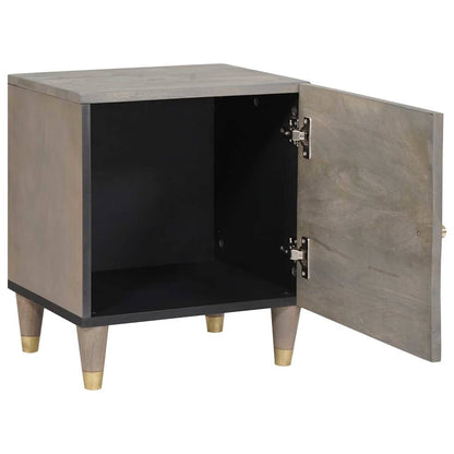 vidaXL Nachttisch mit Tür 2 pcs Grau 40 x 33 x 46 cm Massivholz Mango