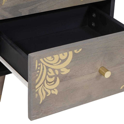 Nachttisch 2 pcs Grau 40 x 33 x 46 cm Massivholz Mango