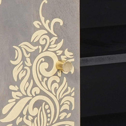 TV-Schränk mit Regal Grau 105 x 33 x 46 cm Massivholz Mango