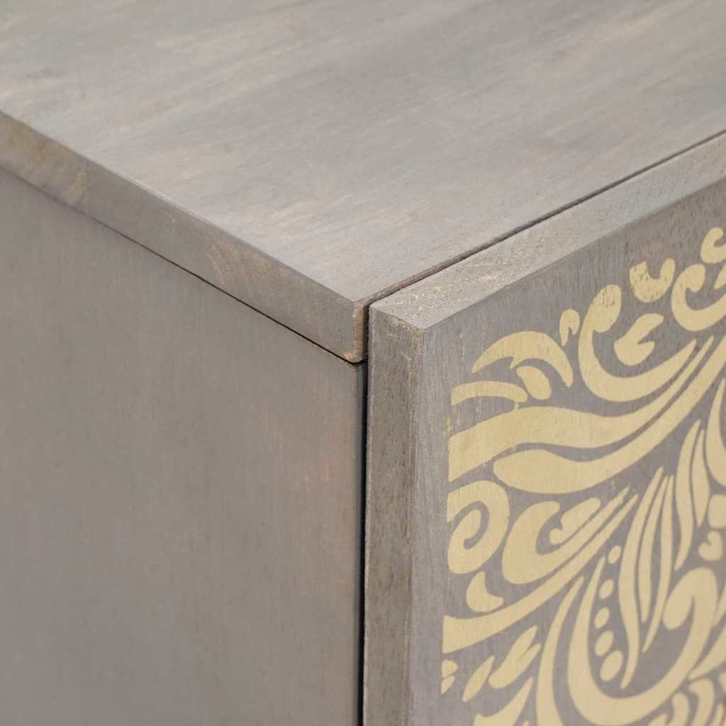 Sideboard Grau und Gold 60 x 33 x 75 cm Massivholz Mango